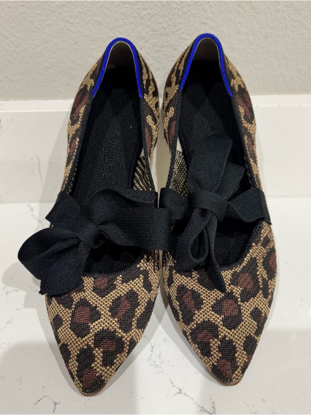 Rothy’s Leopard-Print Point Mary Jane with Bow